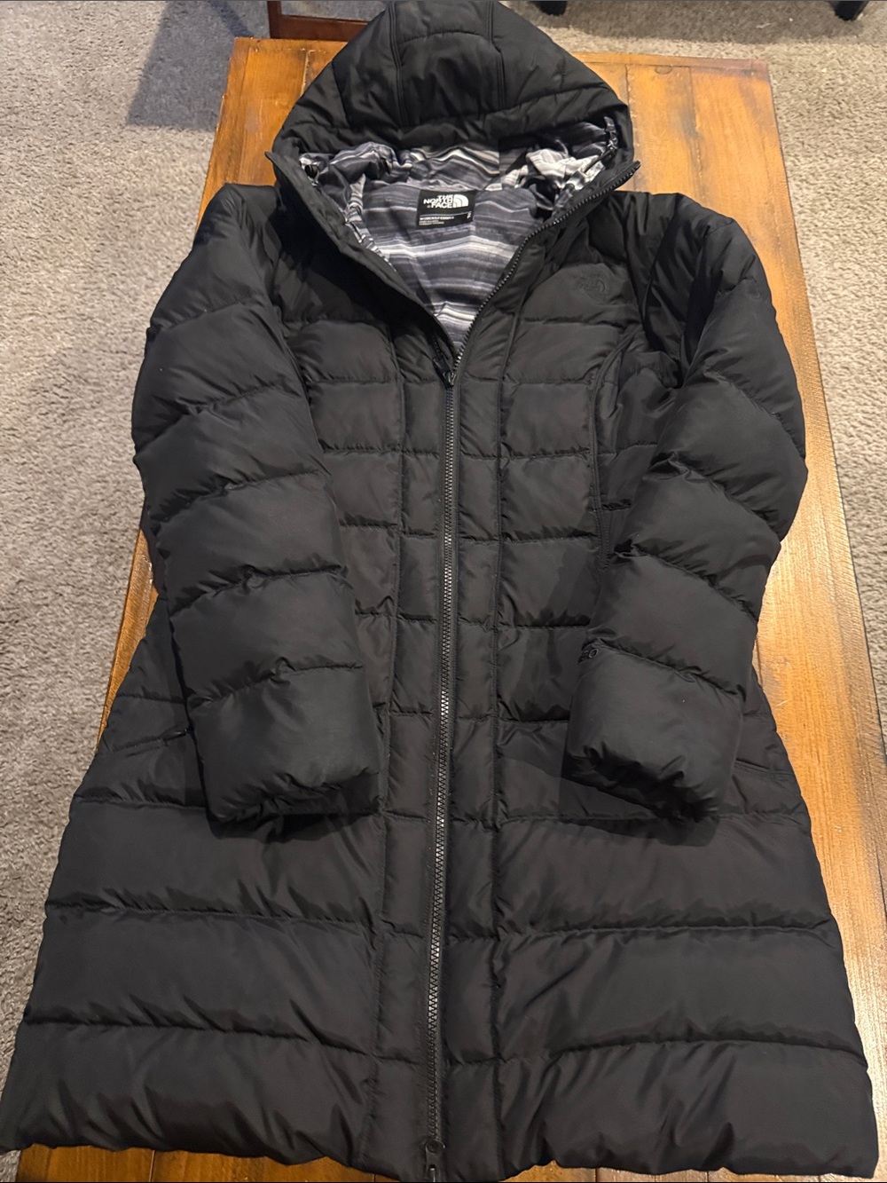 The North Face Women's Black Long Hooded Puffer Coat
